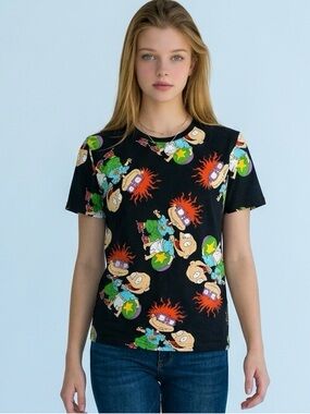 NWOT Nickelodeon Unisex Black Short Sleeve Graphic Tee Shirt 90s Rugrats- Size M